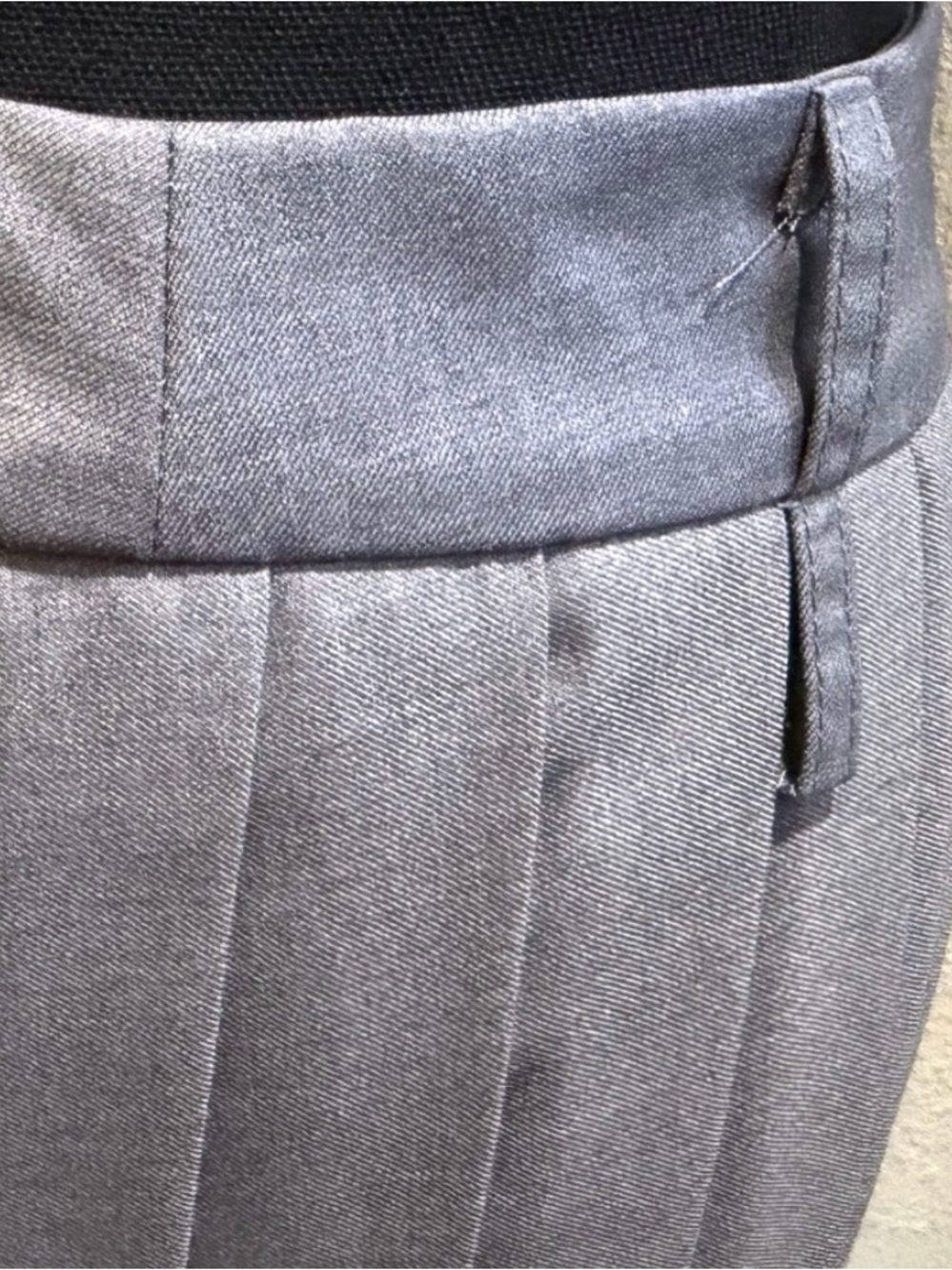 Gray Pleated Midi Skirt with a High Slit - Picture 3 of 7